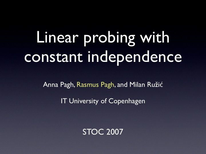 linear probing with constant independence