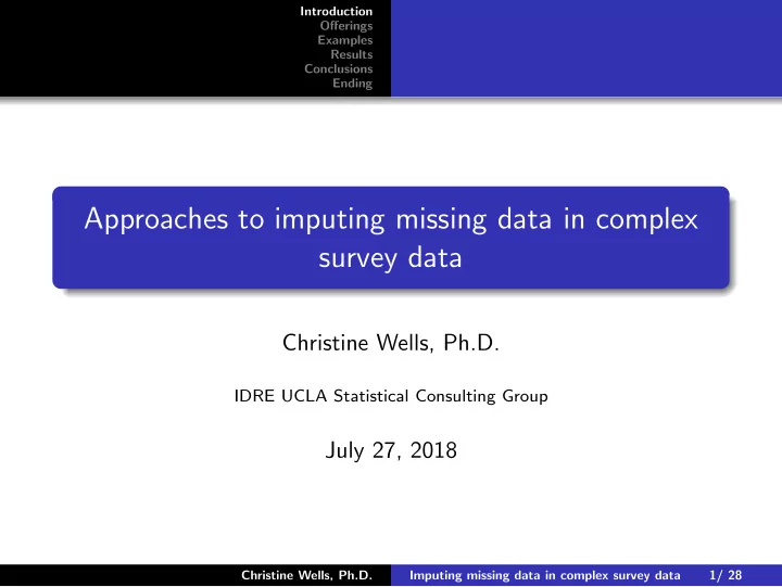 approaches to imputing missing data in complex survey data
