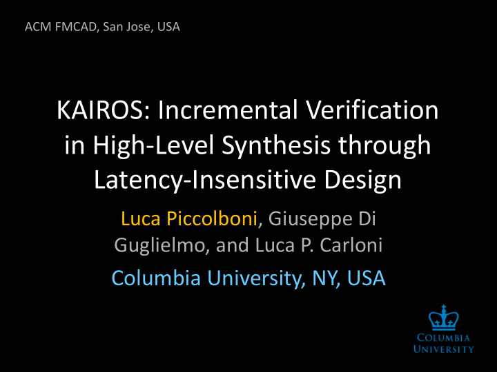 kairos incremental verification in high level synthesis