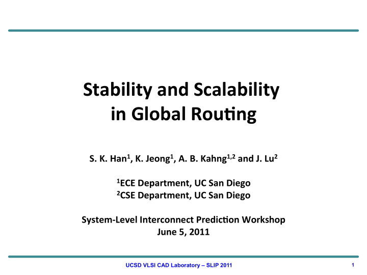 stability and scalability in global rou0ng