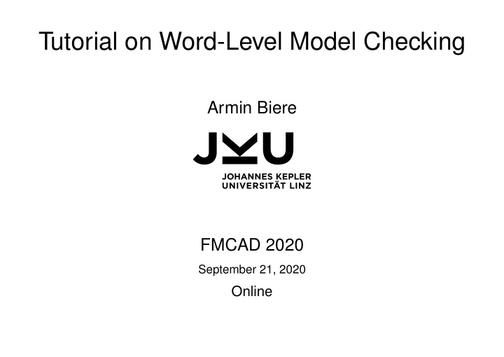 tutorial on word level model checking