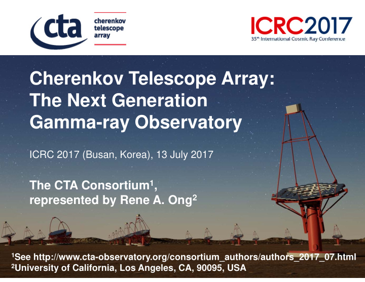 ch cherenkov telescope array k t l a the next generation
