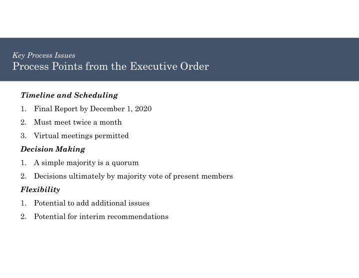 process points from the executive order