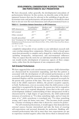 DEVELOPMENTAL CONSIDERATIONS IN SPECIFIC TRAITS  AND PERFECTIONISTIC SELF-PRESENTATION  We have