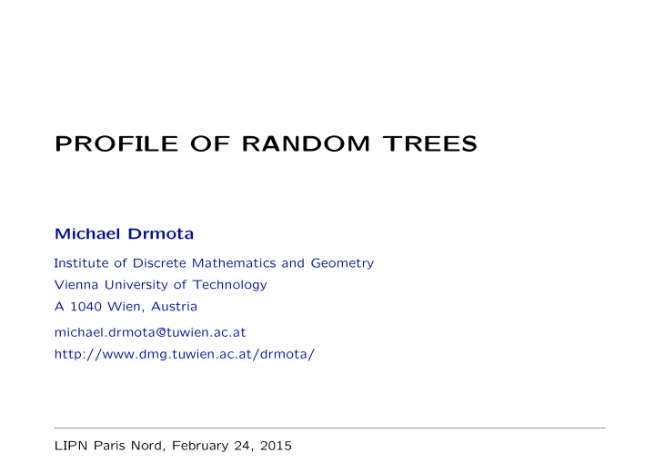 profile of random trees