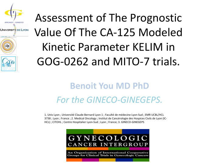 assessment of the prognostic value of the ca 125 modeled