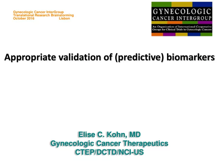 appropriate validation of predictive biomarkers