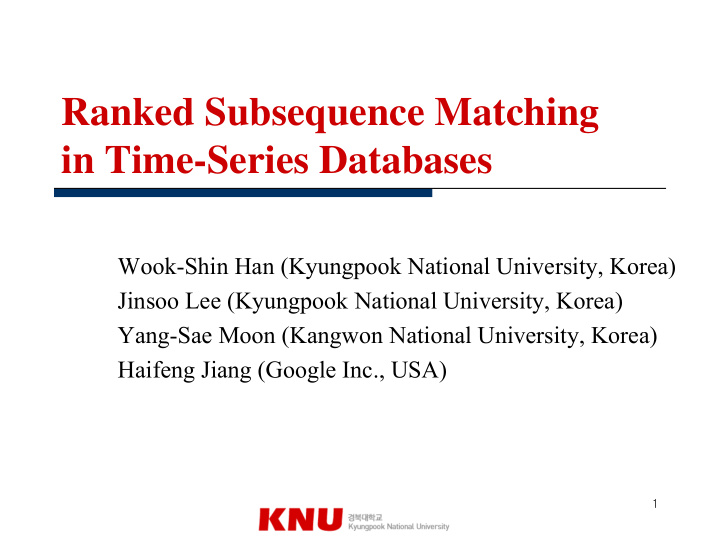 ranked subsequence matching in time series databases