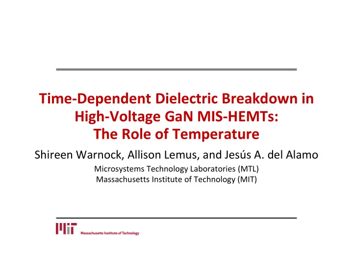 time dependent dielectric breakdown in high voltage gan