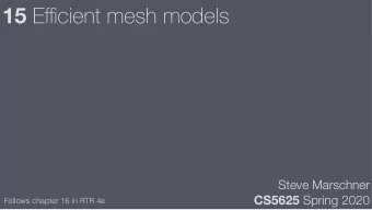 15 E ffi cient mesh models  Steve Marschner CS5625 Spring 2020  Follows chapter 16 in RTR 4e Basics