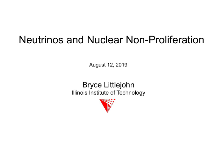 neutrinos and nuclear non proliferation