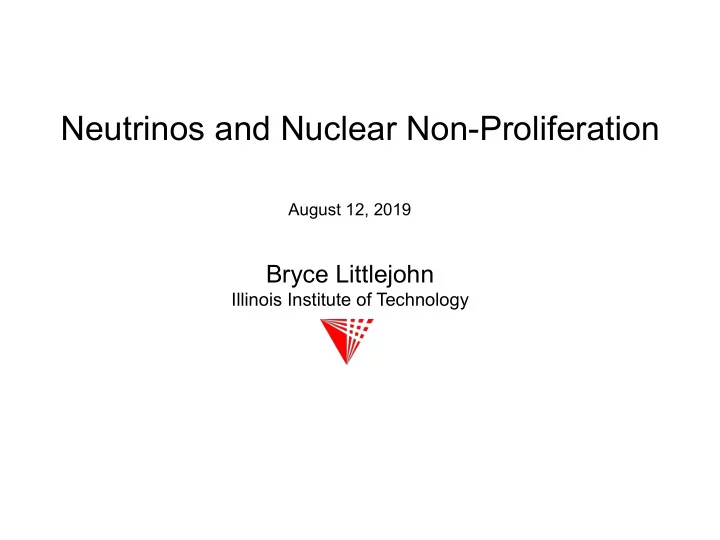neutrinos and nuclear non proliferation