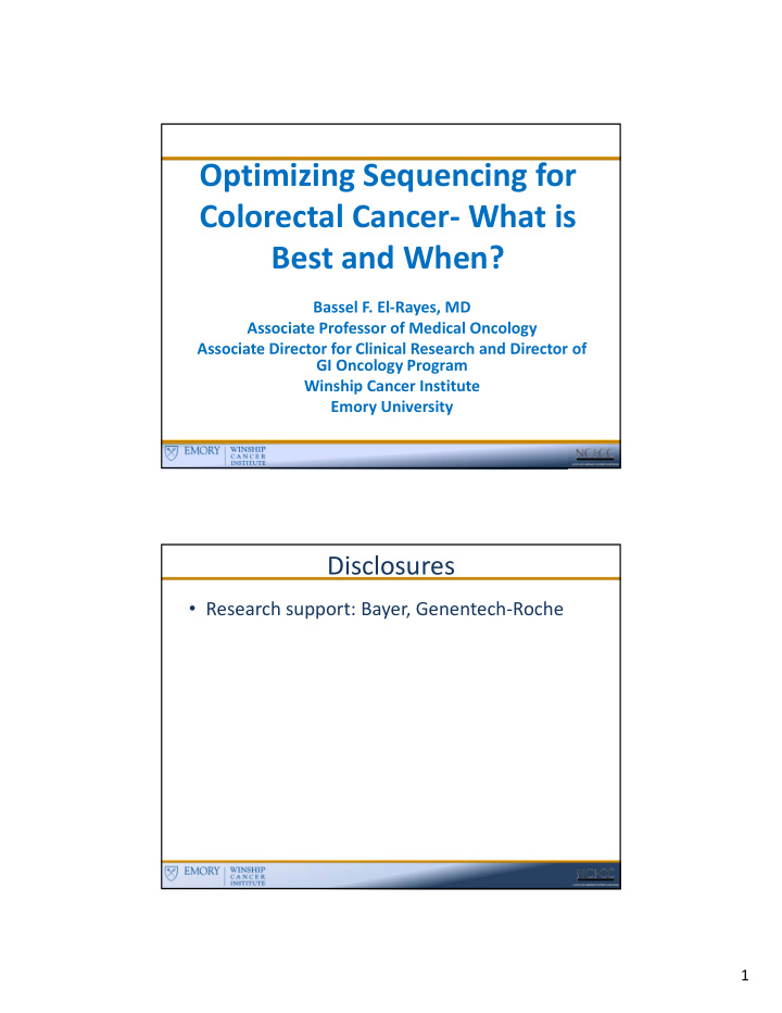 optimizing sequencing for colorectal cancer what is best