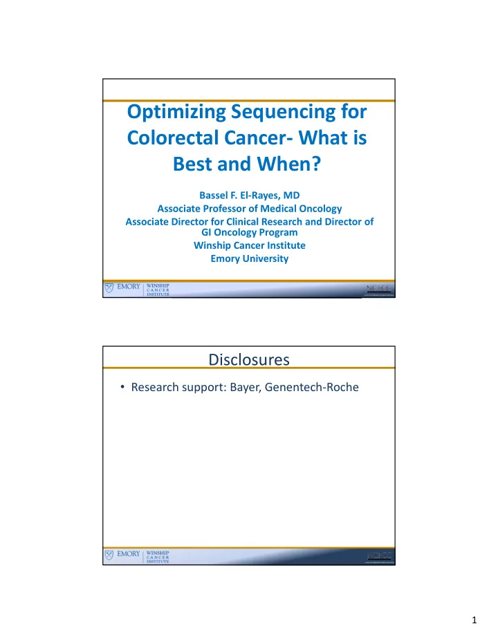 optimizing sequencing for colorectal cancer what is best