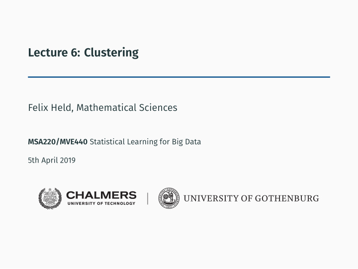 lecture 6 clustering