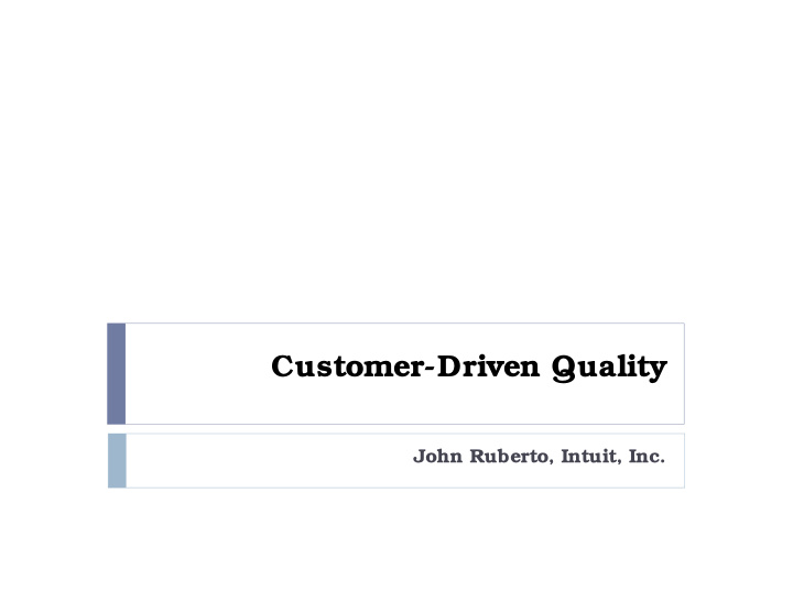 customer driven quality