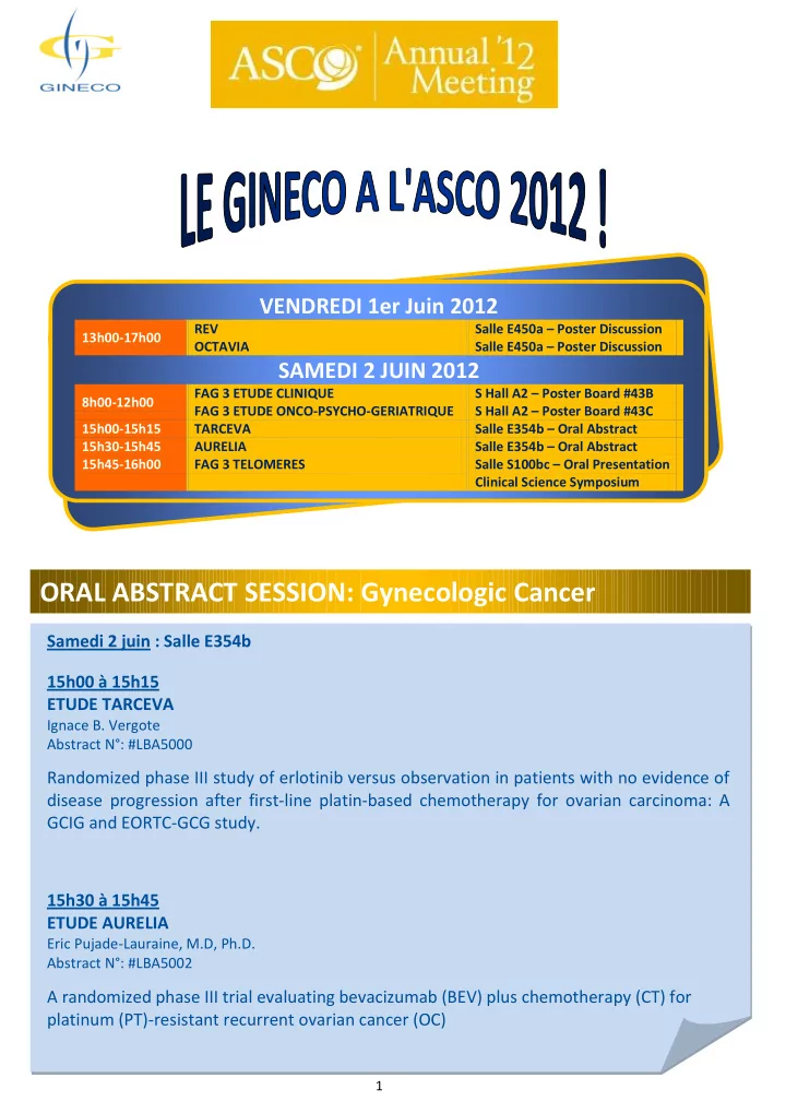 oral abstract session gynecologic cancer