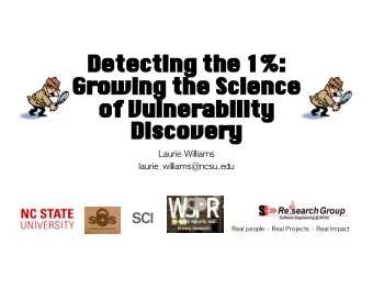 Det  Detect  ecting  ng the  he 1%  1%:  Gr  Grow  owing  ng the  he Sci  Science  ence  of  of Vul