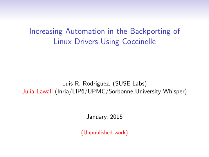 increasing automation in the backporting of linux drivers