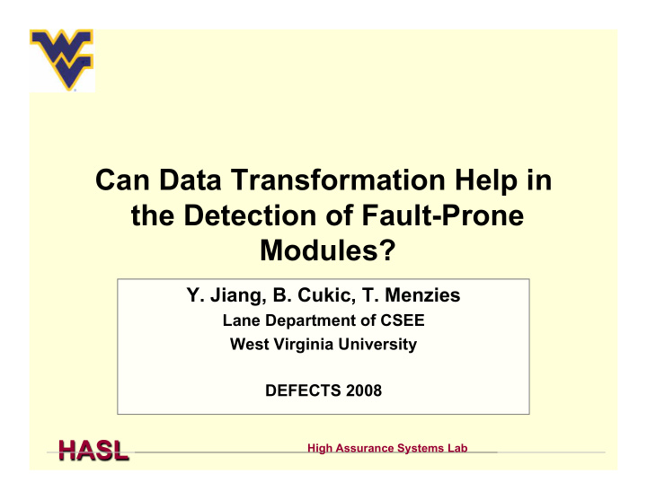 can data transformation help in the detection of fault