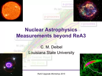 Nuclear Astrophysics  Measurements beyond ReA3  C. M. Deibel  Louisiana State University  1  ReA3