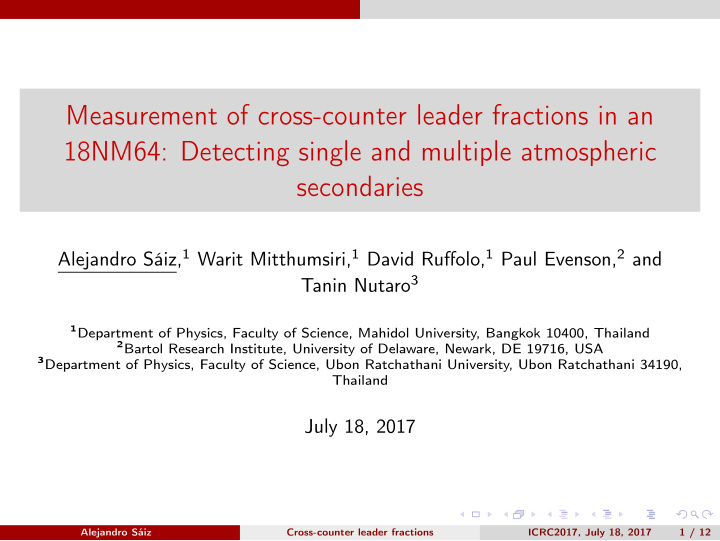measurement of cross counter leader fractions in an