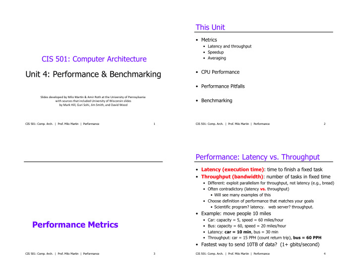 unit 4 performance benchmarking