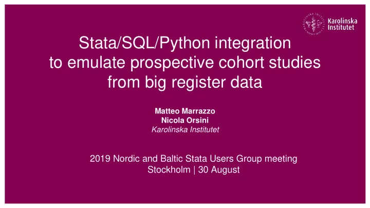 stata sql python integration to emulate prospective