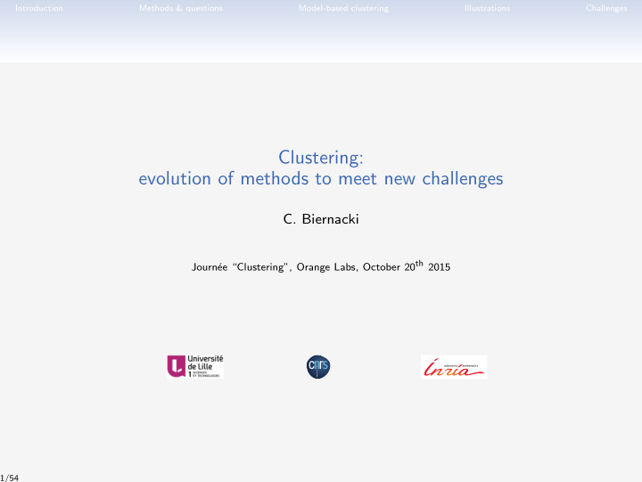 clustering evolution of methods to meet new challenges