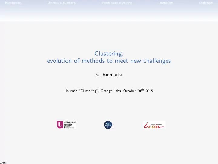 clustering evolution of methods to meet new challenges