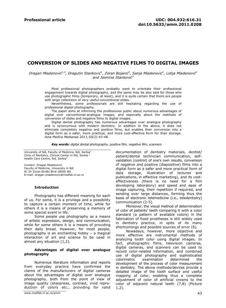 conversion of slides and negative films to digital images