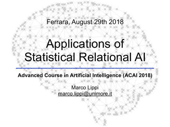 applications of statistical relational ai