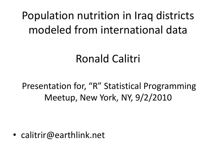 population nutrition in iraq districts modeled from