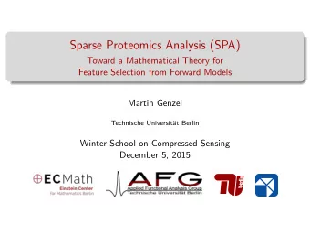 Sparse Proteomics Analysis (SPA)  Toward a Mathematical Theory for  Feature Selection from Forward