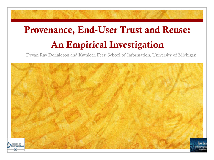 provenance end user trust and reuse