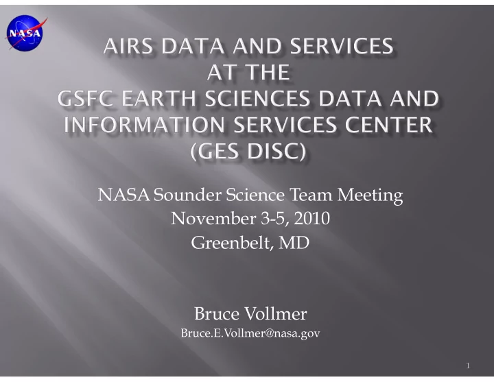 nasa sounder science team meeting november 3 5 2010