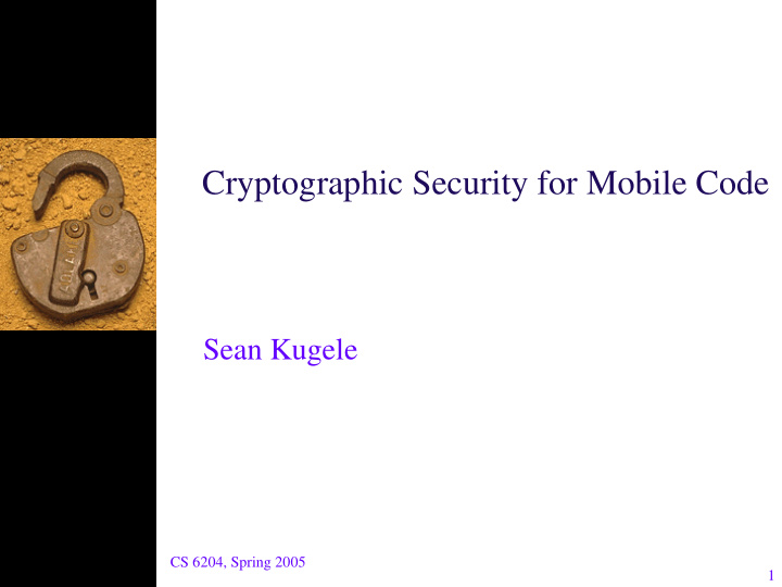 cryptographic security for mobile code