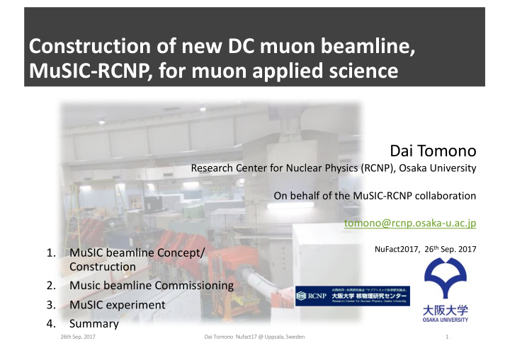 construction of new dc muon beamline music rcnp for muon