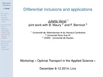 Differential inclusions and applications  Sweeping  process  Introduction  New assumption Juliette