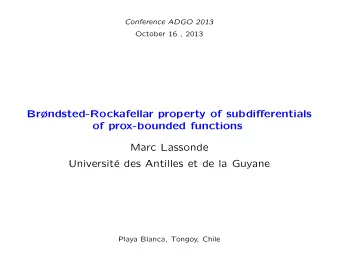 Brndsted-Rockafellar property of subdifferentials  of prox-bounded functions  Marc Lassonde