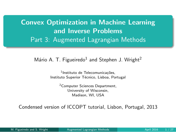 convex optimization in machine learning and inverse