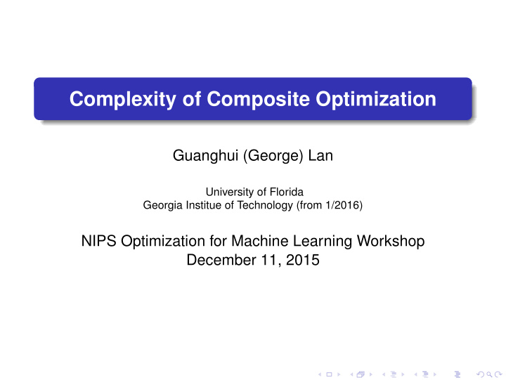 complexity of composite optimization