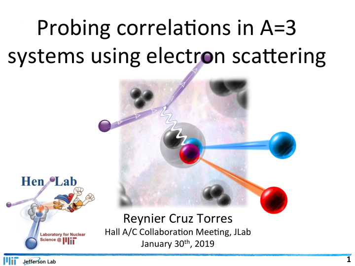 probing correla4ons in a 3 systems using electron