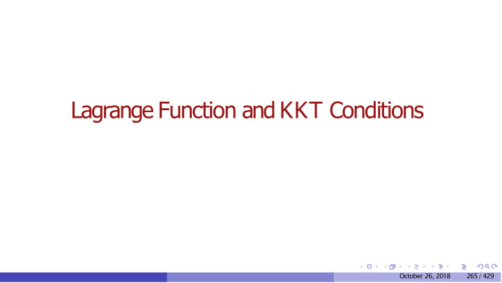 lagrange function and kkt conditions