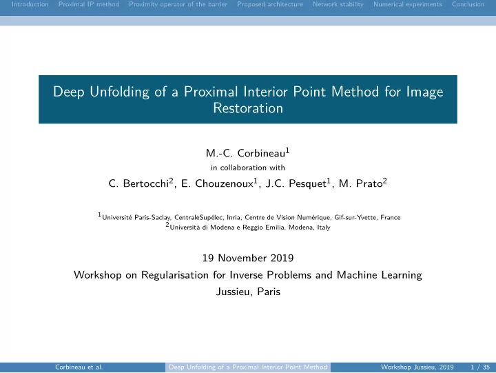 deep unfolding of a proximal interior point method for