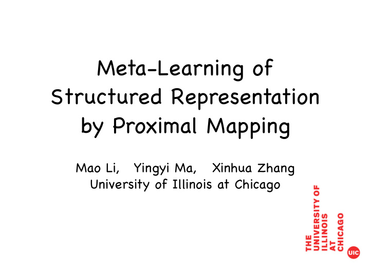 meta learning of structured representation by proximal
