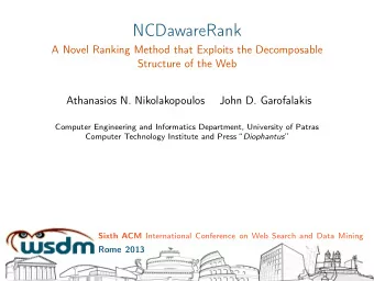NCDawareRank  A Novel Ranking Method that Exploits the Decomposable  Structure of the Web