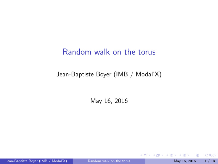 random walk on the torus