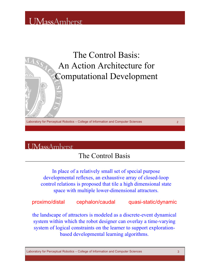 the control basis an action architecture for