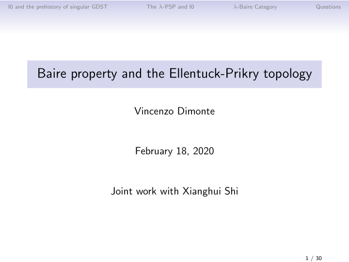 baire property and the ellentuck prikry topology